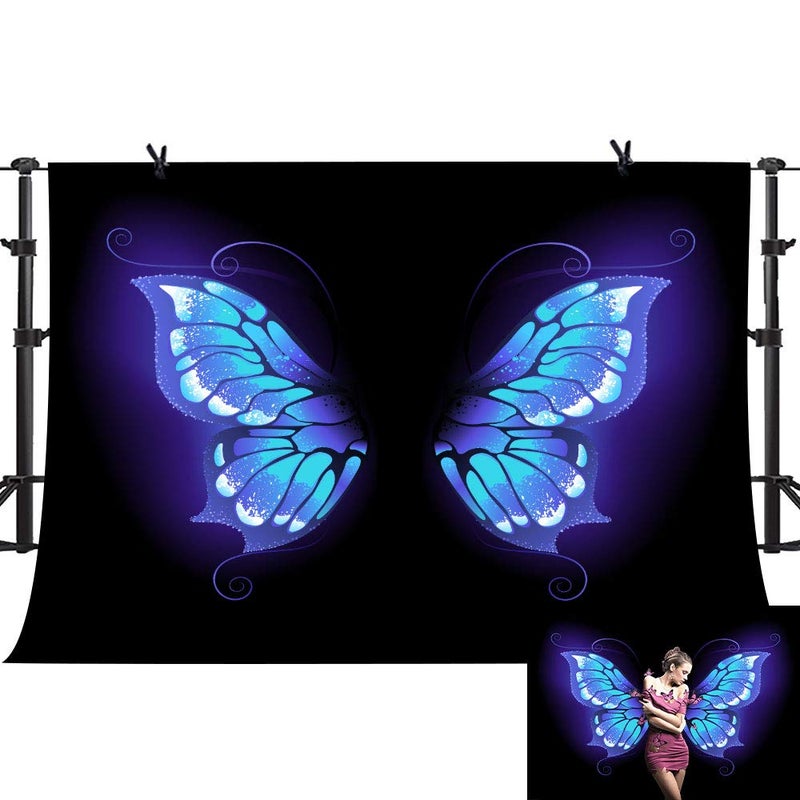 PHMOJEN Amazing Blue Butterfly Wings Backdrop Dreamlike Portrait Photo Background for Photography 10x7ft Vinyl Events Party Decorations Studio Backdrop PHMOJEN PPH746 - Image 1